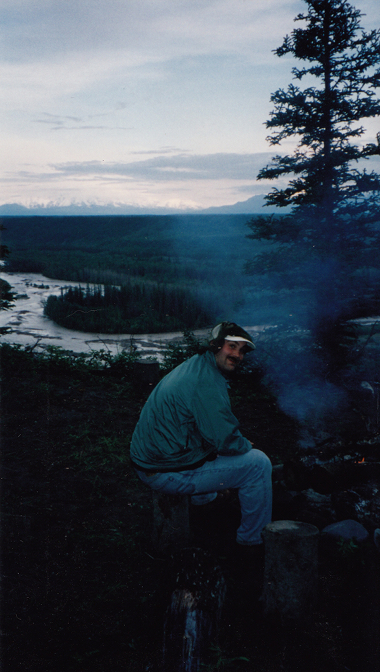 Craig at the campfire, Copper River campsite