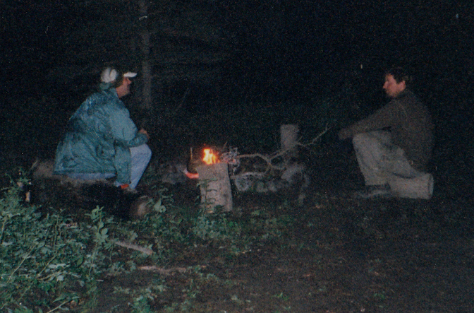 Craig and Joe at the campfire, Copper River campsite