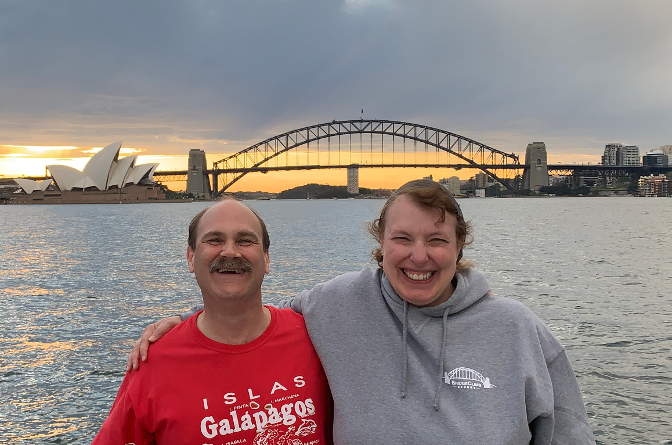 Sunset view of Sydney Harbour Bridge from our Sensational Sydney Cruise