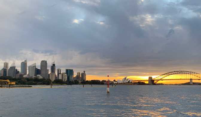 Sunset Sydney Skyline from our Sensational Sydney Cruise