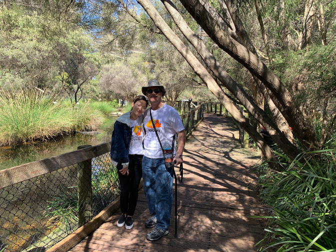 Sonam Choki and Craig in the wetlands habitat
