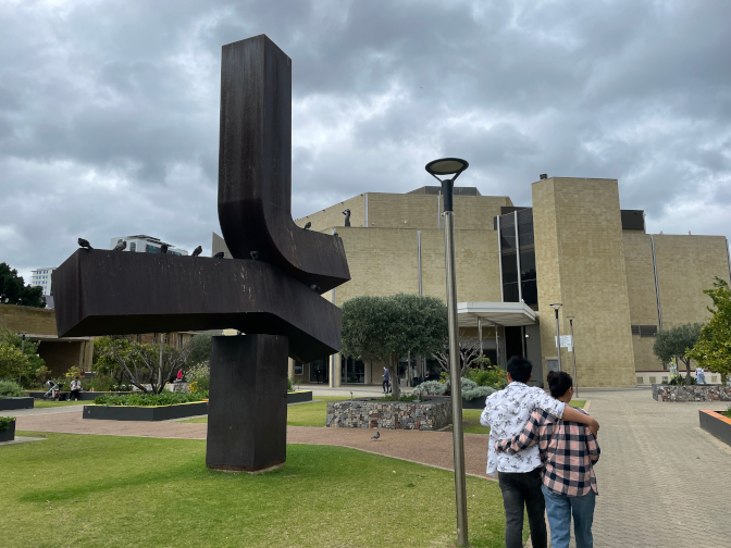 The Sonams approaching the Art Gallery of Western Australia
