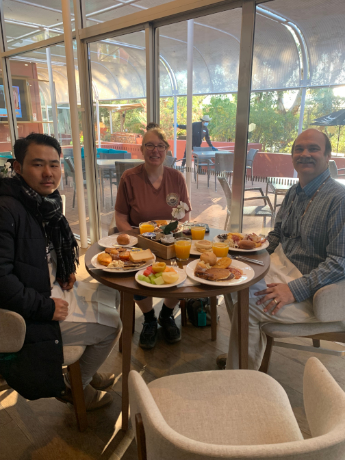 Enjoying the breakfast buffet