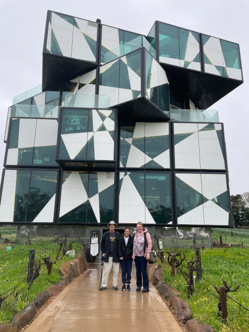 Craig, Tshering Om, and Steph at the d'Arenberg Cube