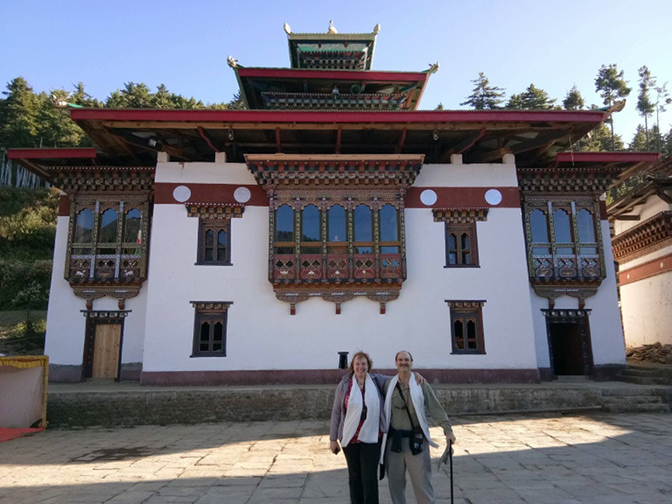 In front of the lhakhang In front of the lhakhang