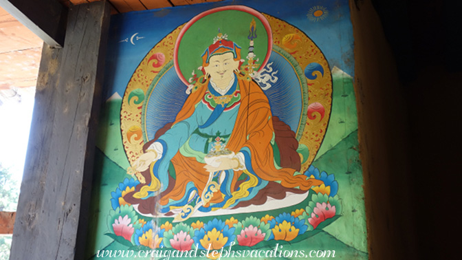 A painting of Guru Rinpoche on Nyamai Zam footbridge A painting of Guru Rinpoche on Nyamai Zam footbridge