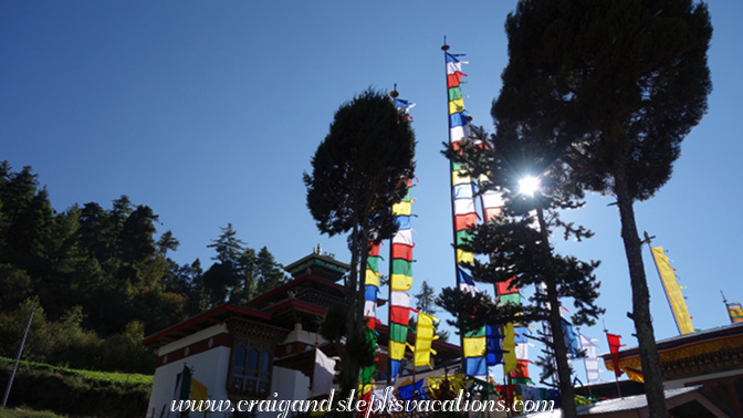 Sun shining brightly on the tsechu grounds Sun shining brightly on the tsechu grounds