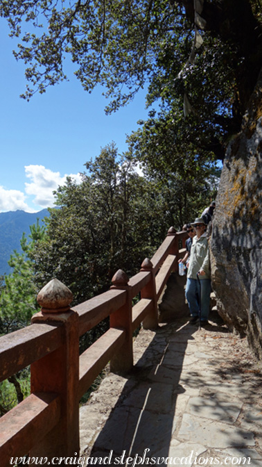 Descending the steps on one side of the ravine
