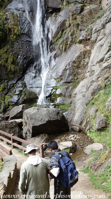 Preparing to cross the footbridge