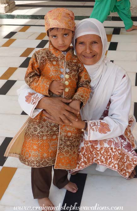 New friends: Grandmother and grandson