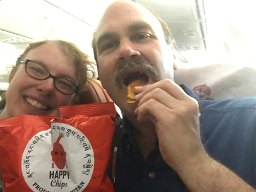 Ema datshi flavored Happy Chips, courtesy of son Sonam Tshering!