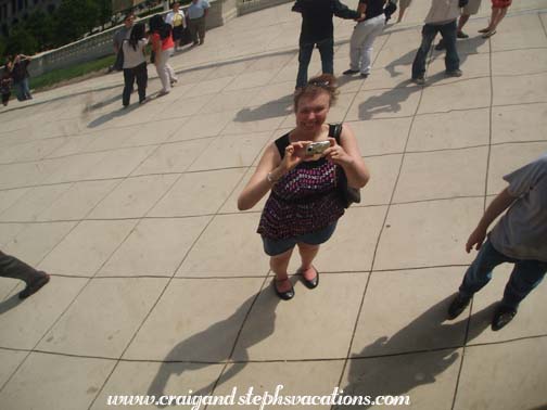 Steph reflected in the Cloud Gate Steph reflected in the Cloud Gate