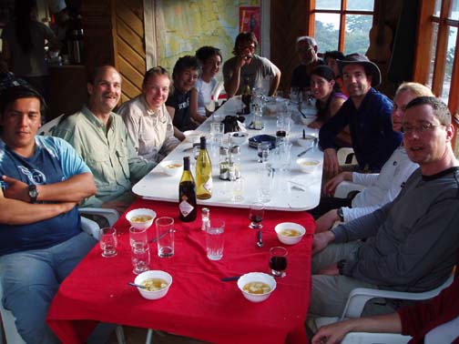 Dinner table at Refugio Los Cuernos Dinner table at Refugio Los Cuernos