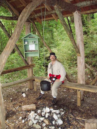 Craig at the shelter near the upper waterfall Craig at the shelter near the upper waterfall