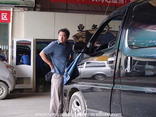 At the garage getting the van fixed