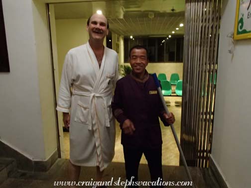 Craig's new friend, the custodian at Longsheng Hot Springs Craig's new friend, the custodian at Longsheng Hot Springs