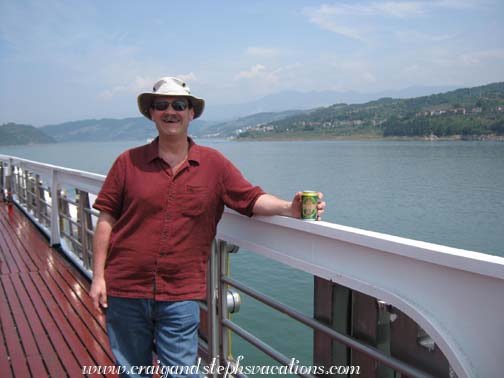 Craig enjoys a beer on the observation deck