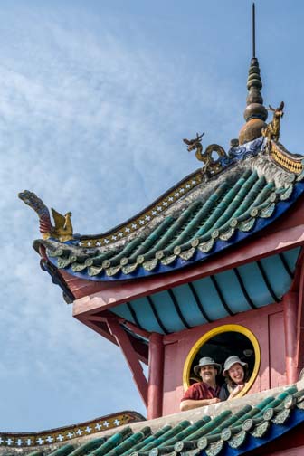 At the top of Shi Bau Zhai pagoda (Photo courtesy of Birgit Kolboe)