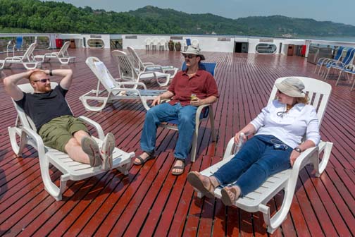 Baking in the sun on the observation deck (Photo courtesy of Birgit Kolboe) Baking in the sun on the observation deck (Photo courtesy of Birgit Kolboe)
