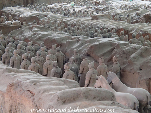 Terra cotta warriors and horses in Pit #1 Terra cotta warriors and horses in Pit #1