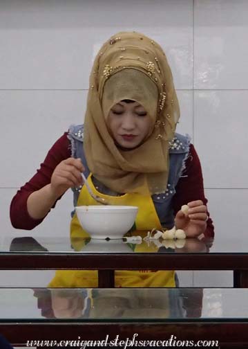 Muslim restaurant employee on her lunch break Muslim restaurant employee on her lunch break