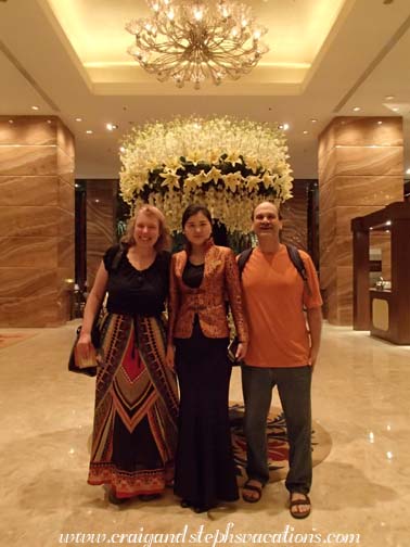 With our new friend Athena at the Shangri La Hotel With our new friend Athena at the Shangri La Hotel