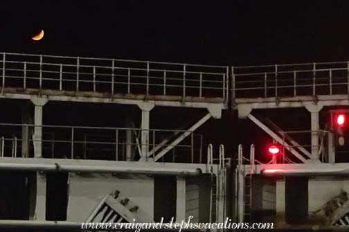 Low red moon over the shiplocks