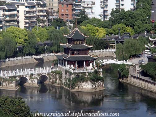 View of the First Scholar's Pavilion (Jiaxiu Tower) from our room at the Sheraton Guiyang