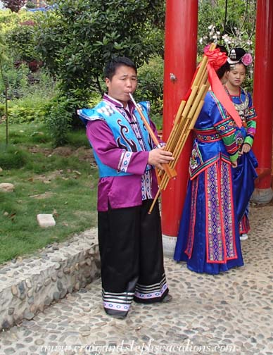 Lusheng flutes welcome us to the restaurant Lusheng flutes welcome us to the restaurant