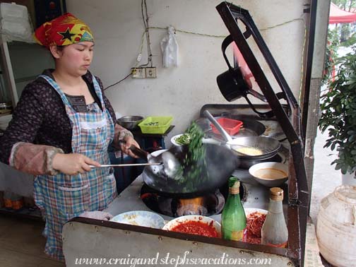 Our food being prepared at the Happy Staying restaurant Our food being prepared at the Happy Staying restaurant