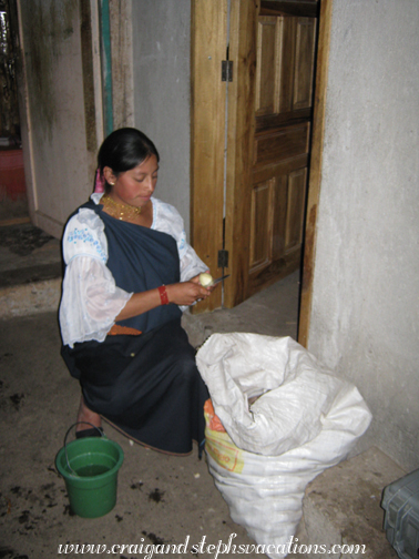 Aida peels potatoes