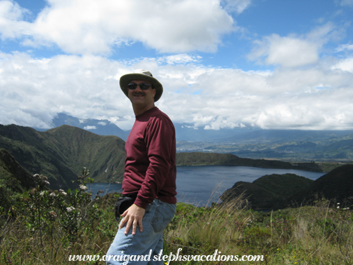 Craig hiking at Lago Cuicocha Craig hiking at Lago Cuicocha