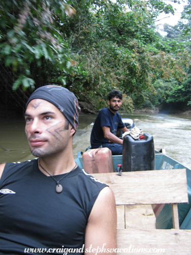 Heading up the Shiripuno on a motorized canoe