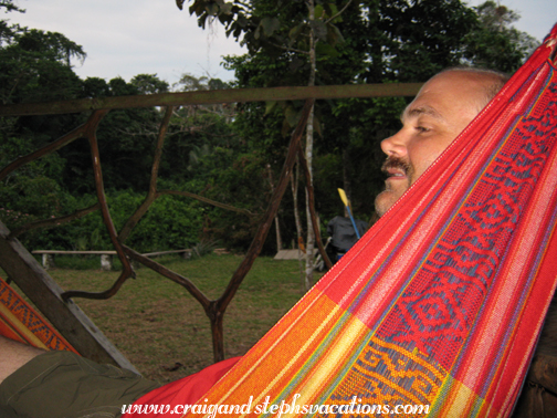Relaxing in a hammock at Shiripuno Lodge