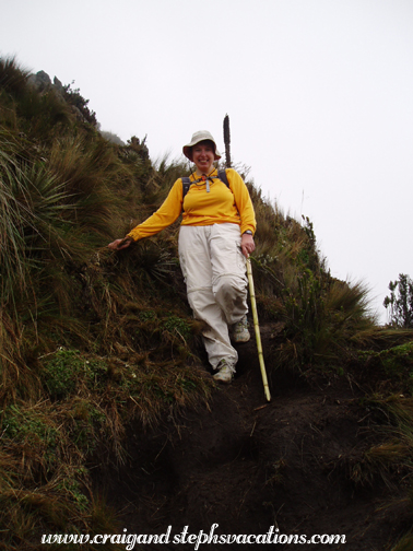 Steph climbs down Fuya Fuya Steph climbs down Fuya Fuya