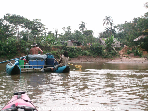 Approaching a Huaorani settlement Approaching a Huaorani settlement