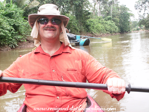Craig kayaking on the Shiripuno River