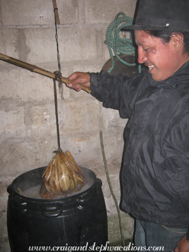 Antonio tends the chicha