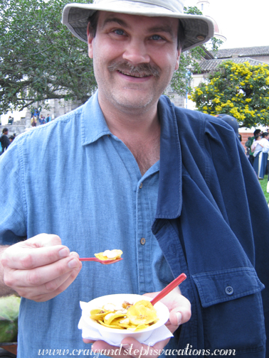 Craig eats chochos (lupins)