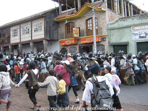 Marching with the Inti Raymi dancers from Quiroga to Cotacachi