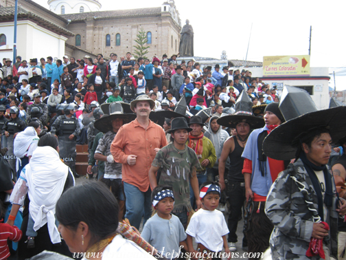 Craig dances sanjuanitos with the Morochos men