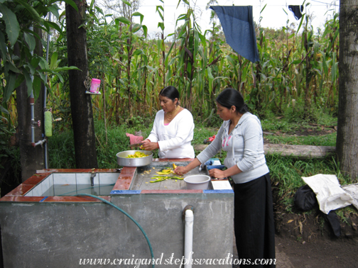 Rosa and Aida finish preparing the fanesca