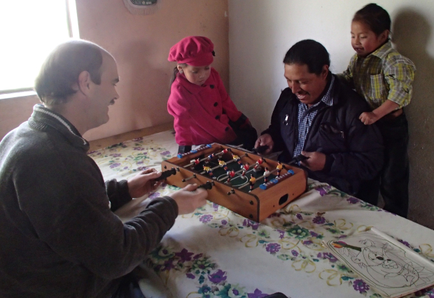 Playing with the new foosball game