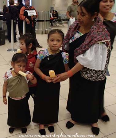 Tayanta, Yupanqui, and Sisa enjoy ice cream at the Quito airport Tayanta, Yupanqui, and Sisa enjoy ice cream at the Quito airport