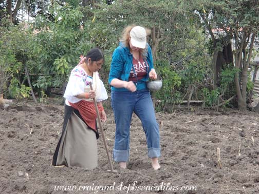 Rosa planting corn and Steph planting beans Rosa planting corn and Steph planting beans