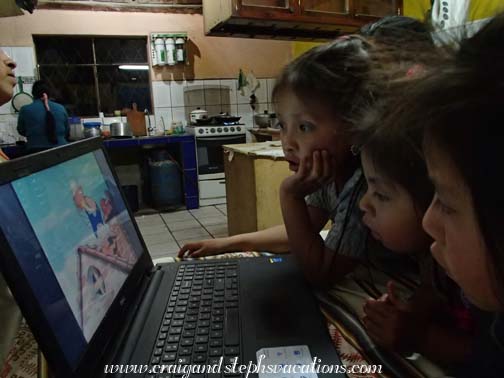 The kids watch Three Little Pigs The kids watch Three Little Pigs