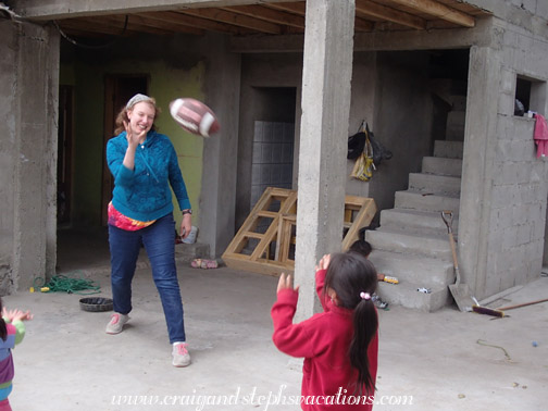 Teaching the girls some American football