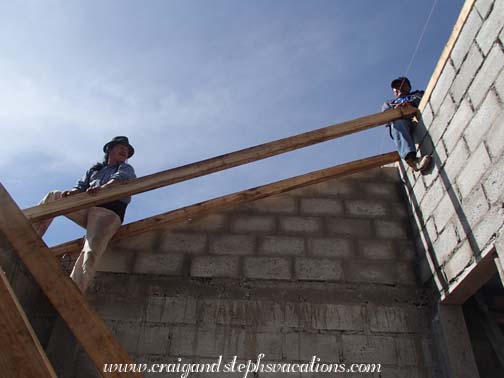 Antonio and Marcelo raise the rafters Antonio and Marcelo raise the rafters