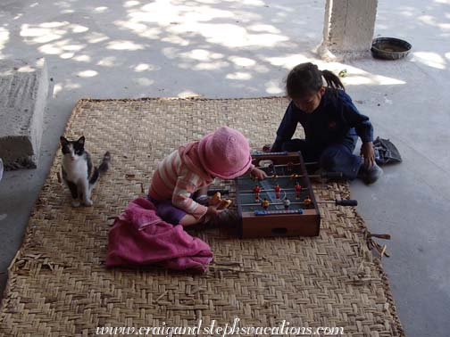Tayanta plays foosball with Jung Tayanta plays foosball with Jung