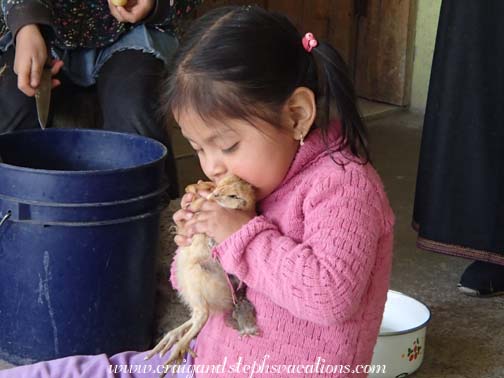Tayanta hugs a chick Tayanta hugs a chick